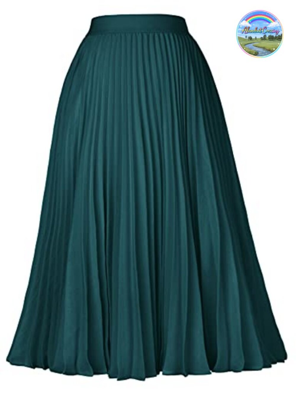 Pleated Midi Skirt High Waist A-Line Chiffon Flared